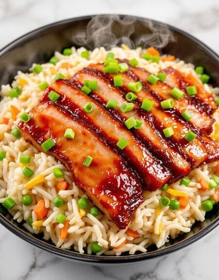 Chinese-Style BBQ Pork with Egg Fried Rice in Ninja Speedi