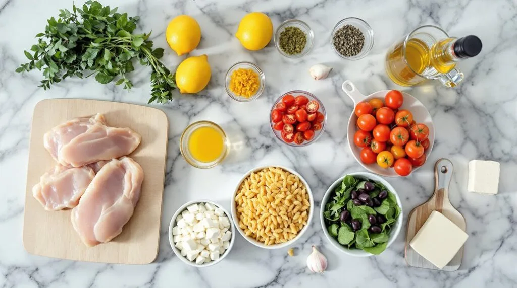 Lemon-Herb Grilled Chicken with Mediterranean Orzo in Ninja Speedi
Ingredients lid out on a work top
