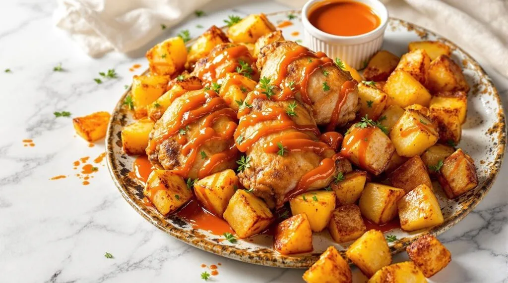 Spiced Chicken With Patatas Bravas in Ninja Speedi