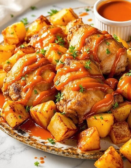 Spiced Chicken With Patatas Bravas in Ninja Speedi