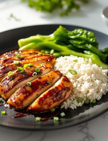 Teriyaki Glazed Chicken Breast with Jasmine Rice and Asian Greens in Ninja Speedi