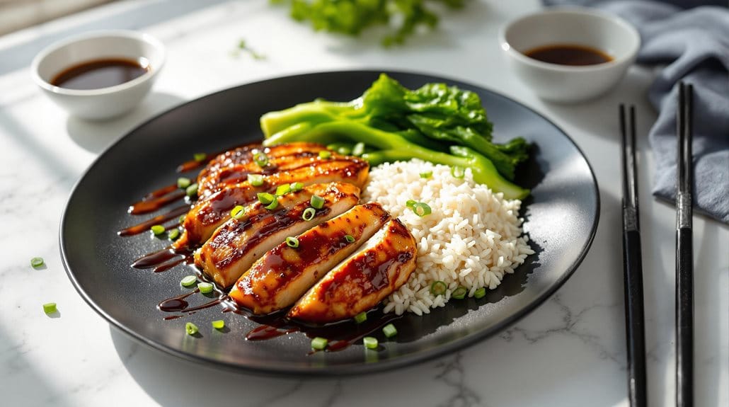 Teriyaki Glazed Chicken Breast with Jasmine Rice and Asian Greens in Ninja Speedi