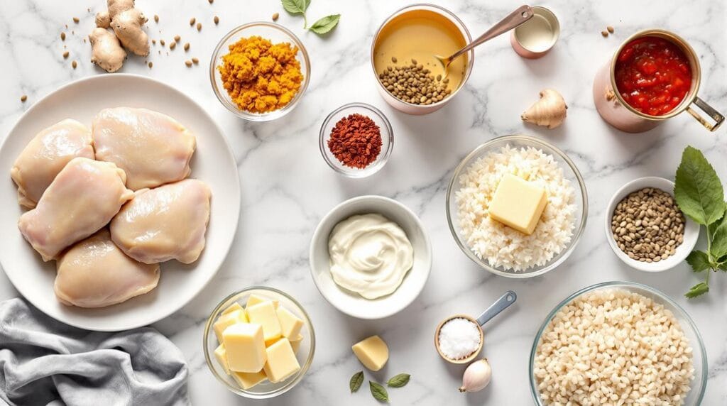 Butter Chicken with Jeera Rice in Ninja Speedi - Ingredient laid out ready for cooking