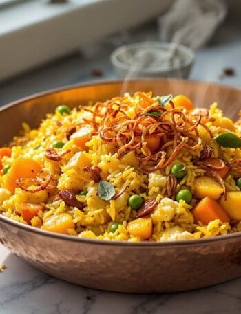 Vegetable Biryani With Crispy Onions in Ninja Speedi