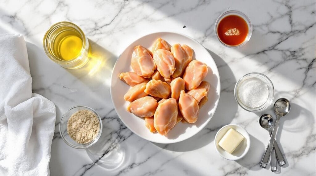 Air Fryer Buffalo Chicken Wings - Ingredients laid out ready for cooking