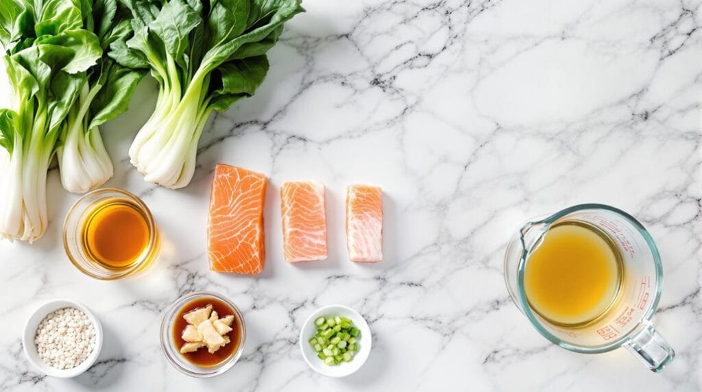 Asian-Style Salmon with Noodles in Ninja Speedi - Ingredient laid out ready for cooking