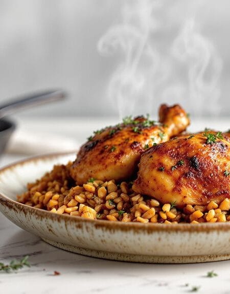 Cajun Spiced Bone-In Chicken Thighs With Dirty Rice