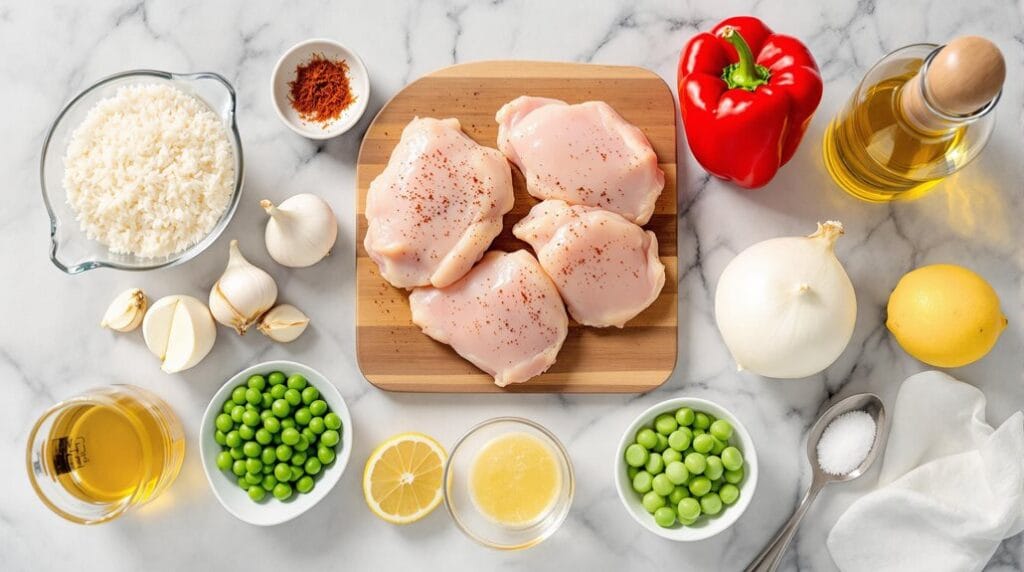 Ninja Speedi Crispy Spanish Chicken with Saffron Rice - Ingredients laid out ready for cooking