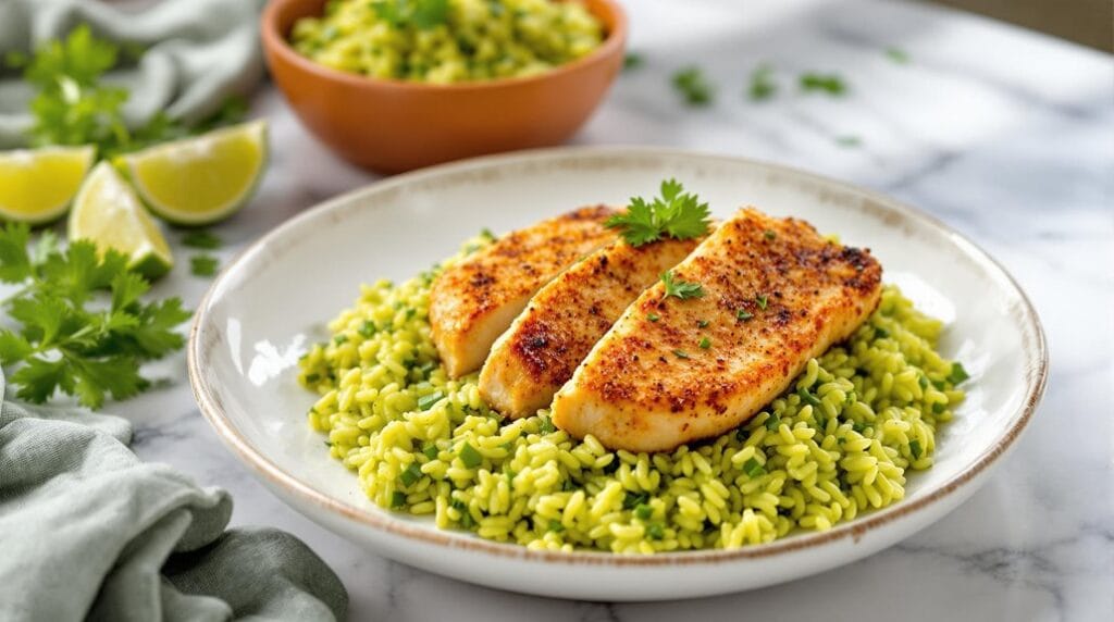 Ninja Speedi Spanish Green Rice with Crispy Manchego Chicken