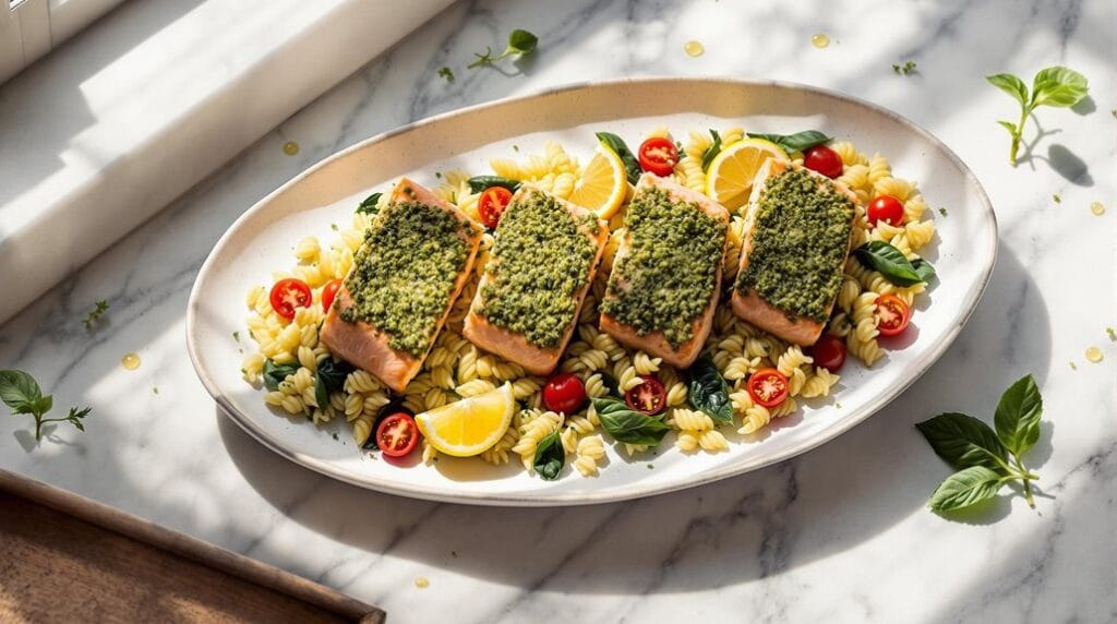 Pesto Salmon With Orzo in Ninja Speedi