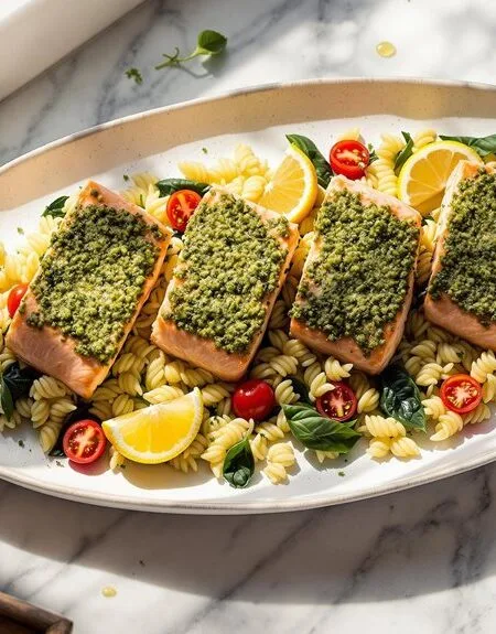 Pesto Salmon With Orzo in Ninja Speedi