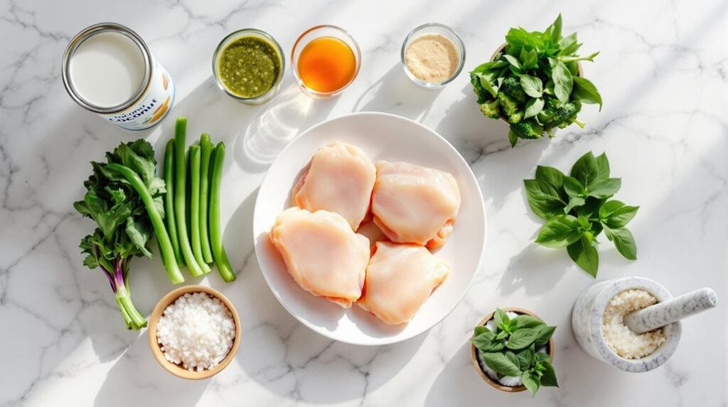 Thai Green Curry Chicken and Vegetables in Ninja Speedi - Ingredients Laid out ready for cooking