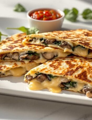 Cheesy Spinach and Mushroom Breakfast Quesadillas