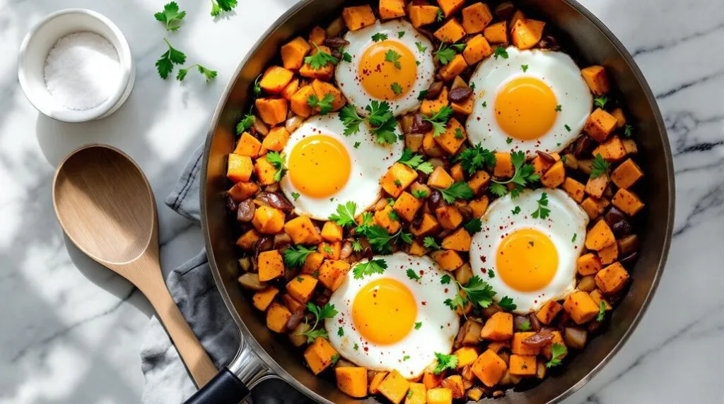 Sweet Potato Hash With Fried Eggs