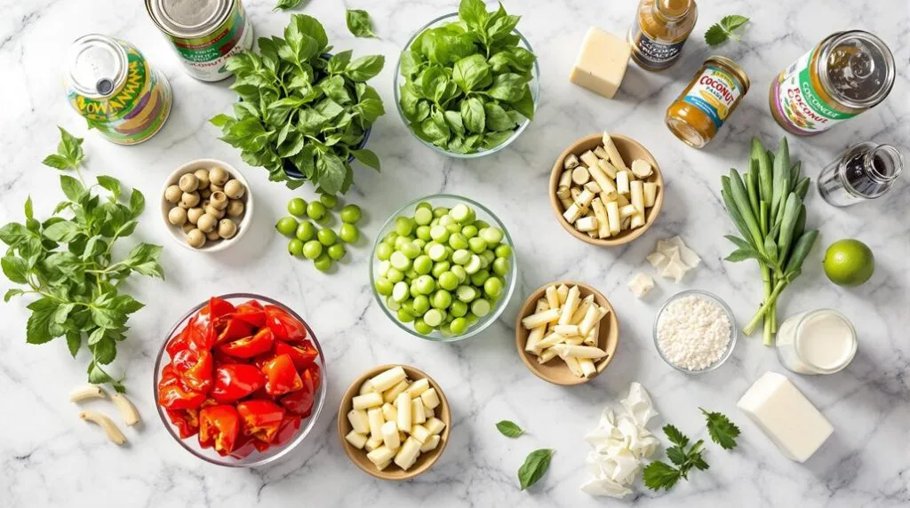 Thai Green Curry With Vegetables (Freezer-Ready Asian Comfort Food) - Ingredients laid out ready for cooking
